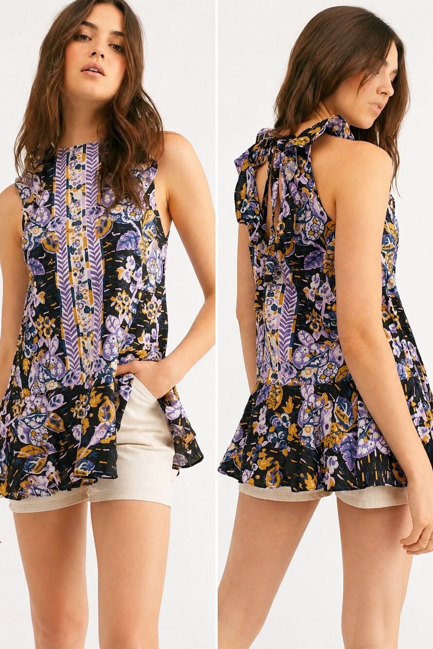 Free People Summer In Tulum Linen Blend Tunic XS